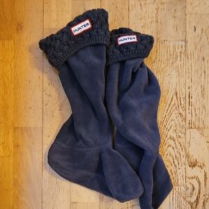 Hunter Grey Knit-Cuff Boot Socks with Logo Patch